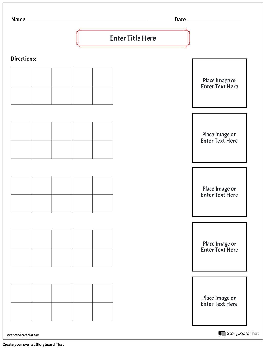 Storyboard That Matching Worksheet Templates For Educators
