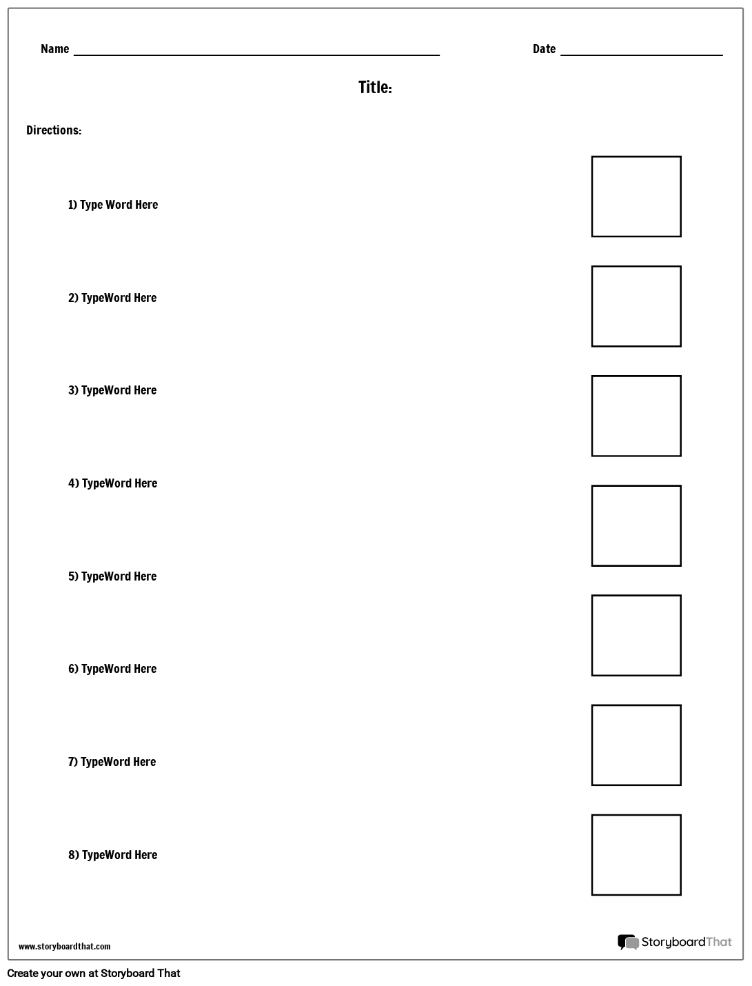 Storyboard That Matching Worksheet Templates For Educators