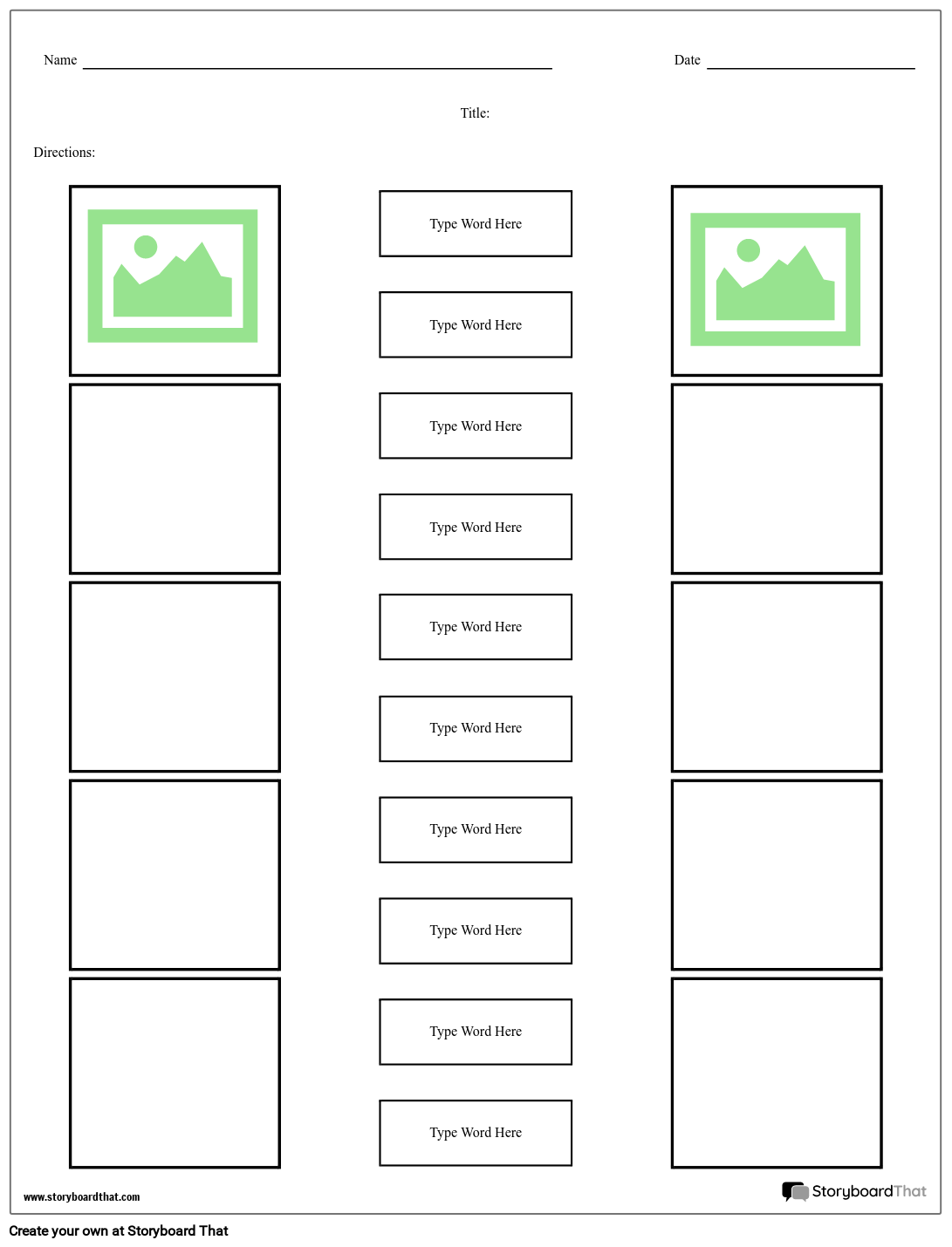 Storyboard That Matching Worksheet Templates For Educators