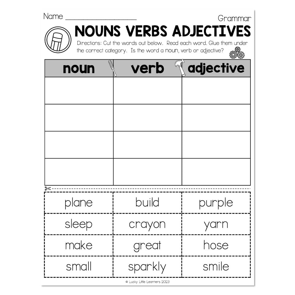 adjective noun and verb