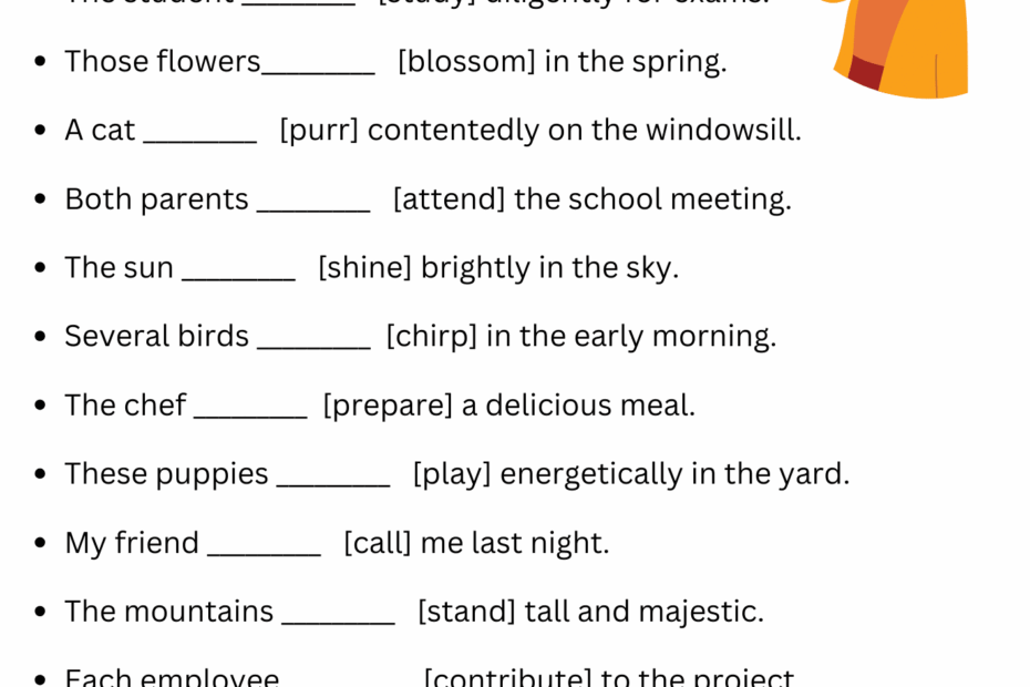 Subject Verb Agreement Worksheets And Exercises With Answers