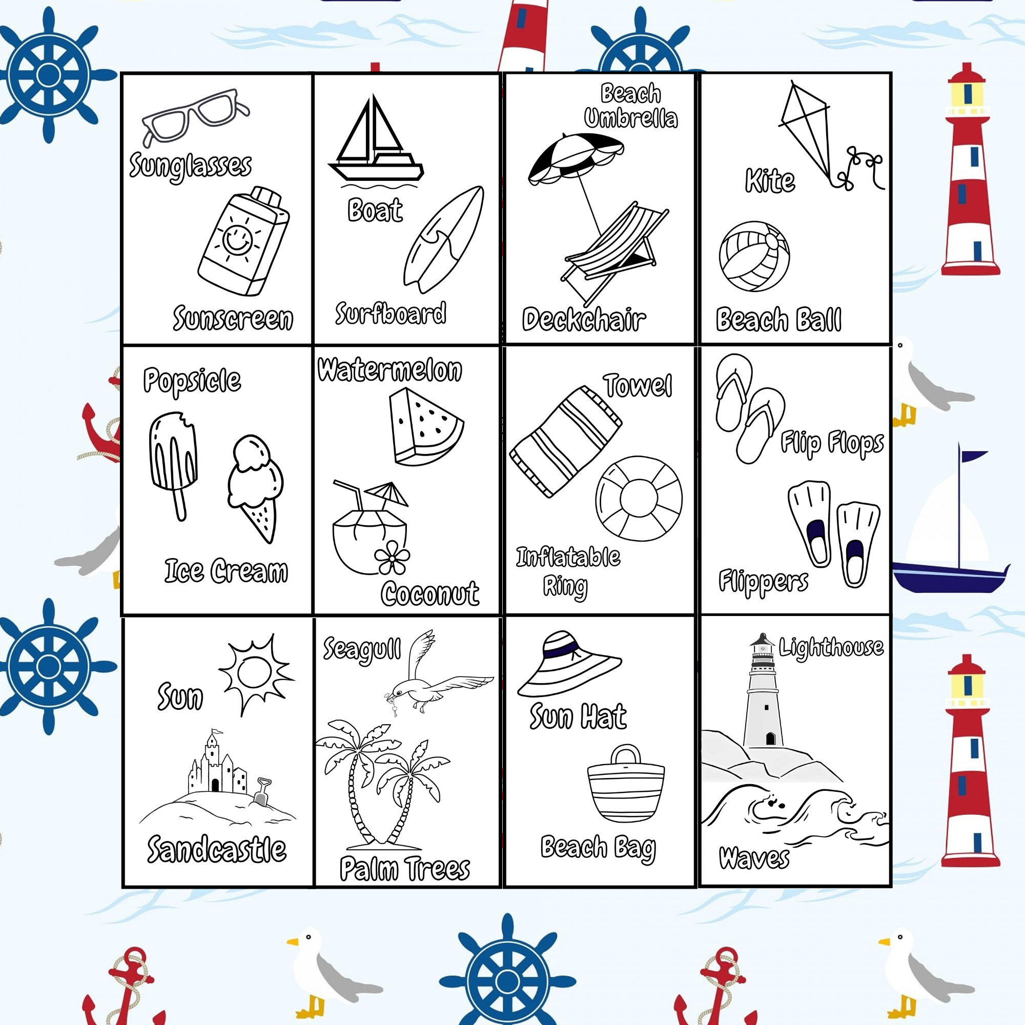 Summer Coloring Pages Activity Sheets Beach Vocabulary June July August Made By Teachers