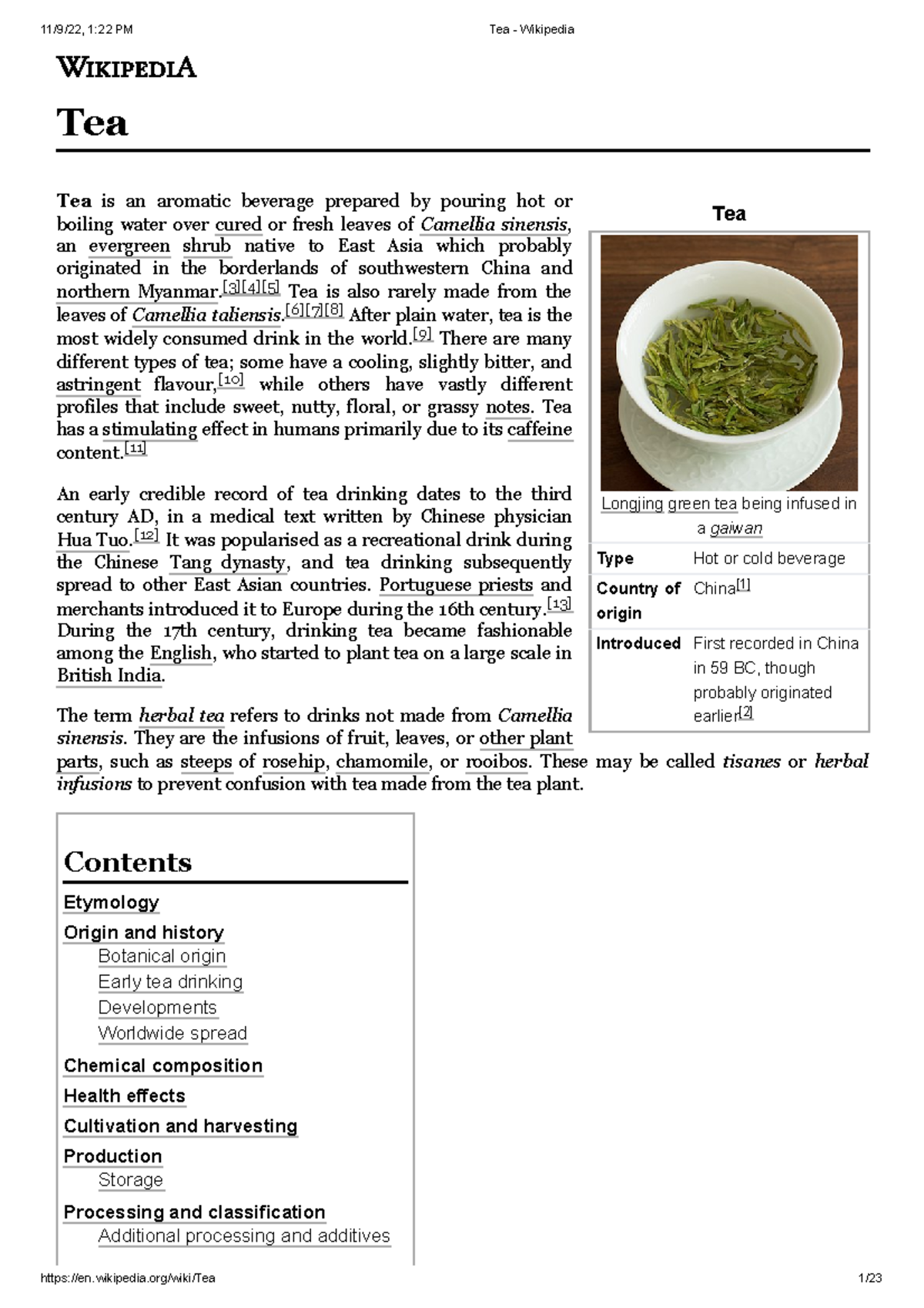 Tea Wikipedia Tea Tea Longjing Green Tea Being Infused In A Gaiwan Type Hot Or Cold Beverage Studocu
