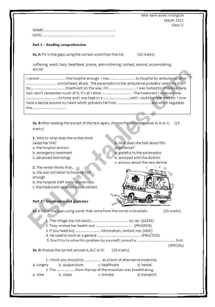 TEST For High School English 3 3 Various Activities 2 Pages 