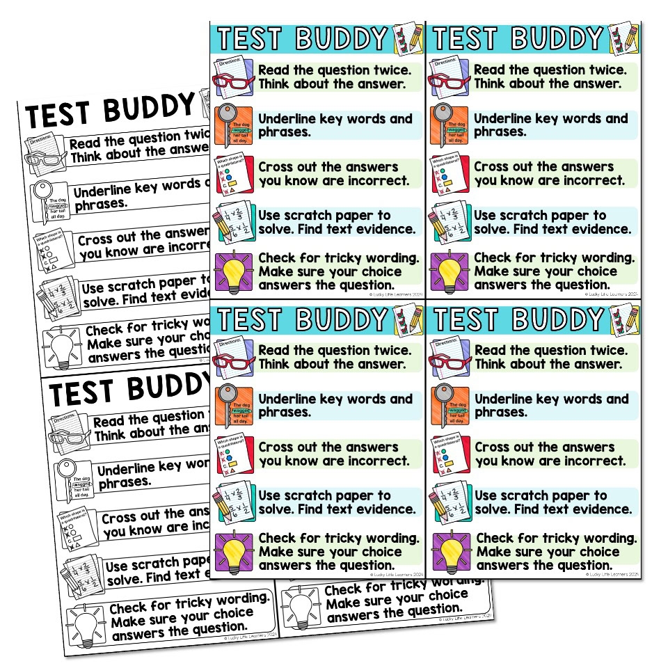 Test Taking Strategies Multiple Choice Questions Student Card 