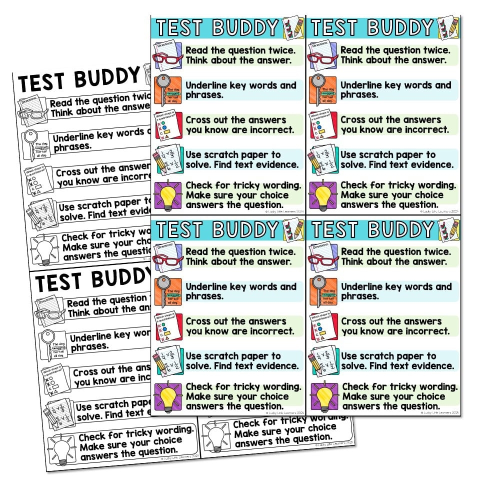 Test Taking Strategies Multiple Choice Questions Student Card 