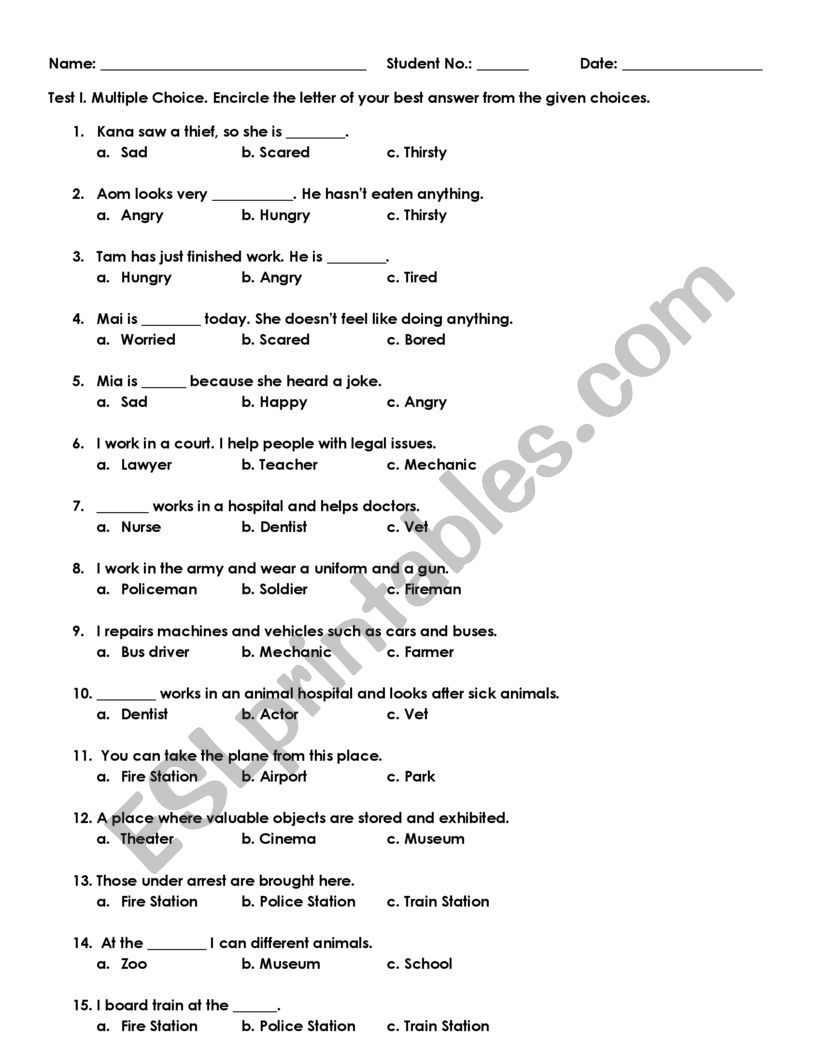 Test Your Vocabulary ESL Worksheet By Majss