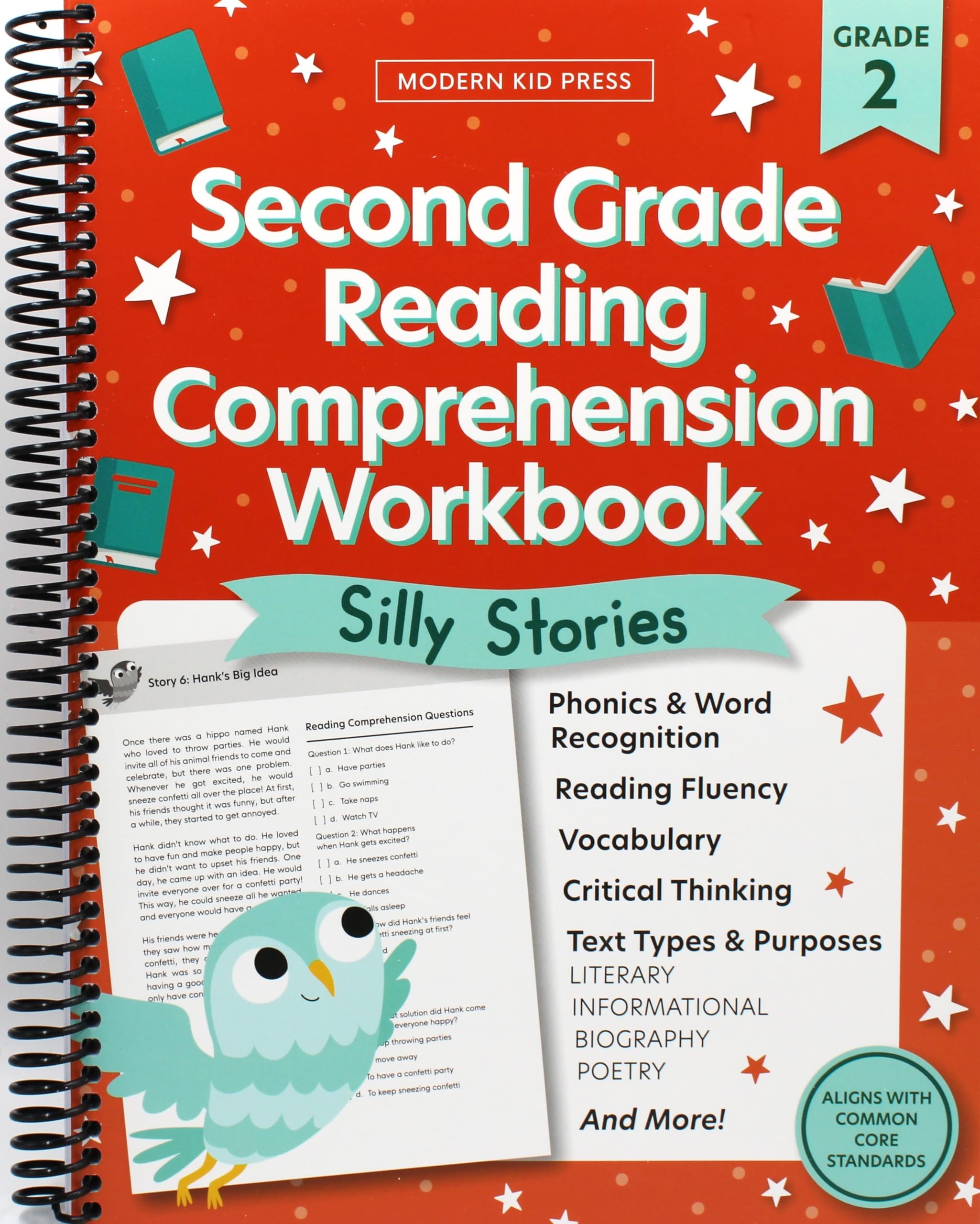 The 2nd Grade Reading Comprehension Workbook For Kids Silly And Engaging Stories Biographies Poetry And Informational Text To Improve Reading 