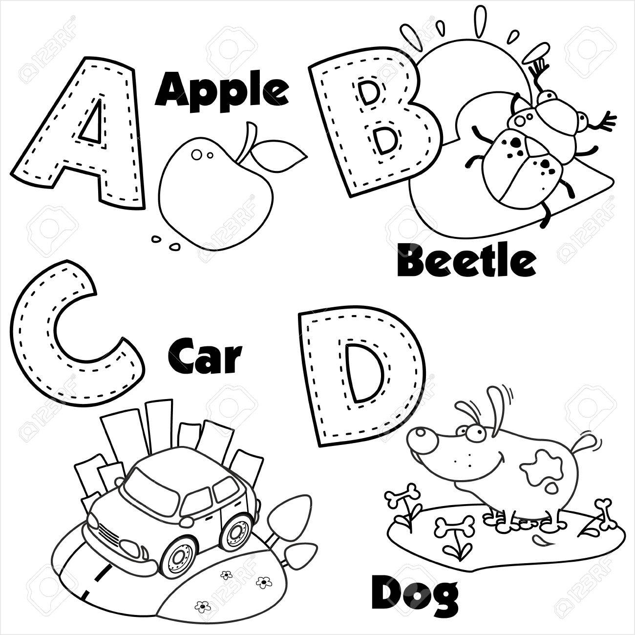The Coloring Of The English Alphabet And The Letters A B C And D And Pictures On Them Royalty Free SVG Cliparts Vectors And Stock Illustration Image 51222686 