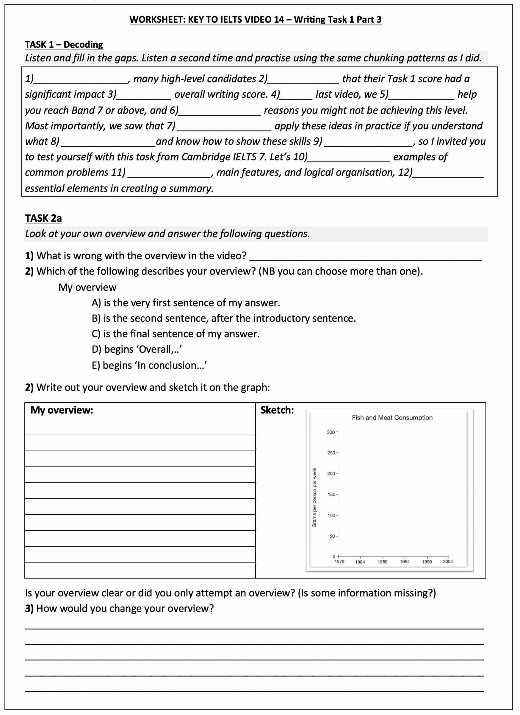 The Key To IELTS Academic Writing Task 1 Part 3 Video Worksheet Cullen Education Key To IELTS