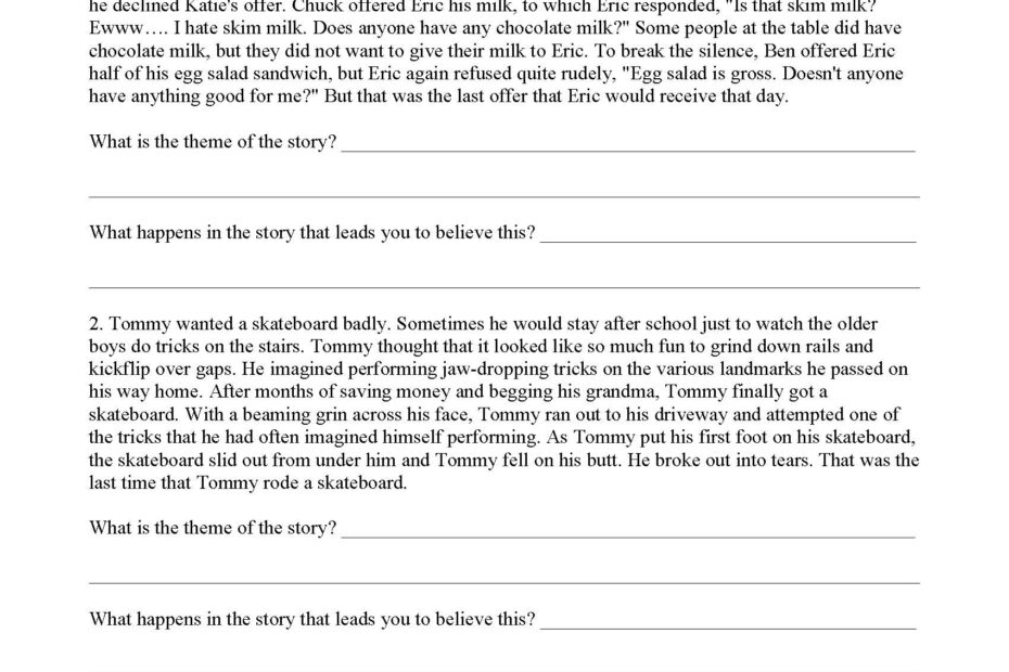 Theme Worksheet 5 Reading Activity