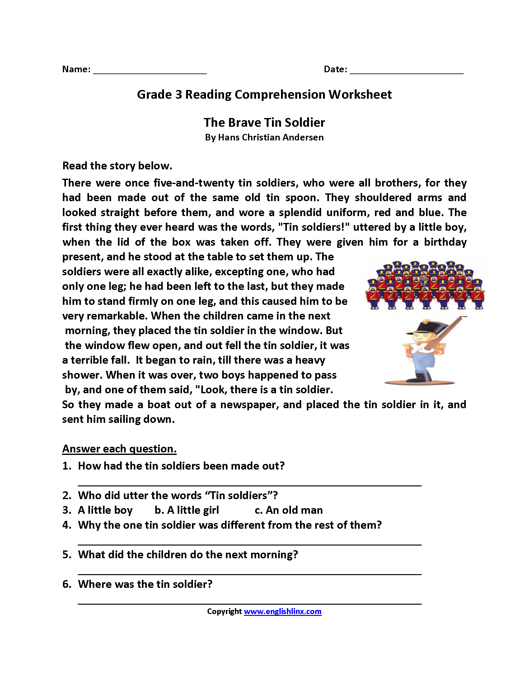 printable 3rd grade reading comprehension