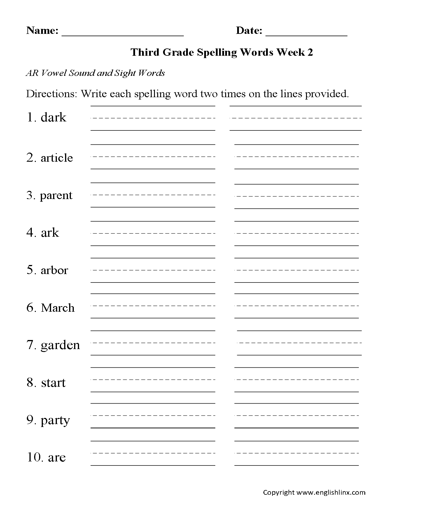 free 3rd grade vocabulary worksheets