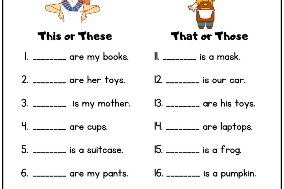 This That These Those Complete The Answers Grammar Worksheet