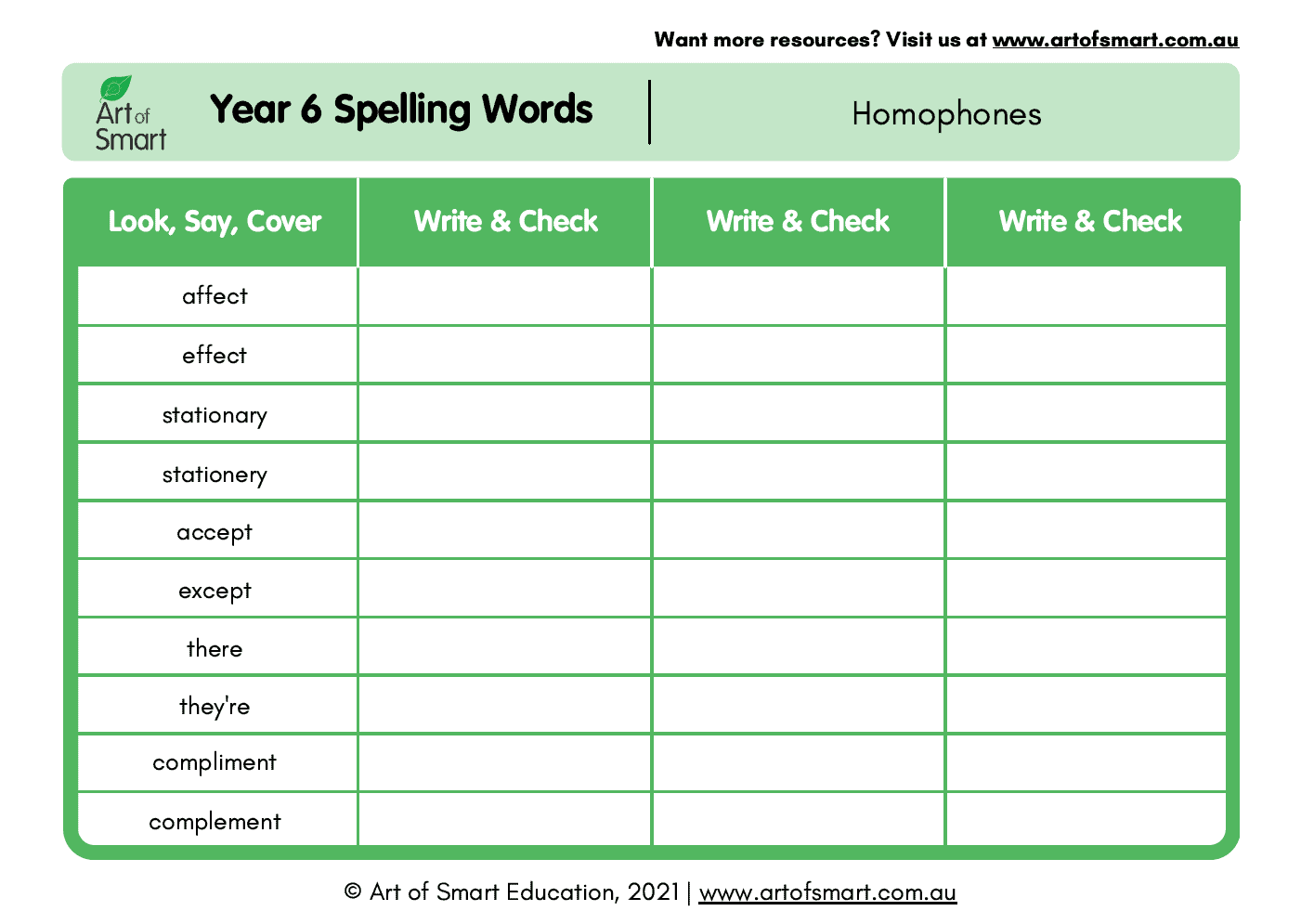 spelling worksheets year 6