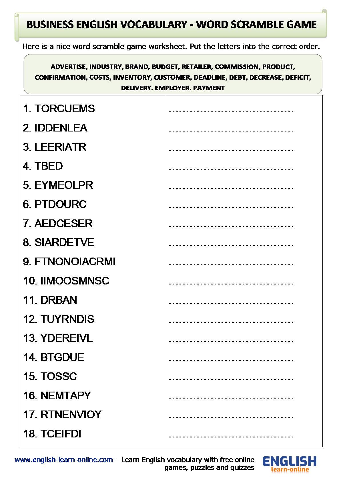 Top 140 Business English Vocabulary With Tests And Exercises 