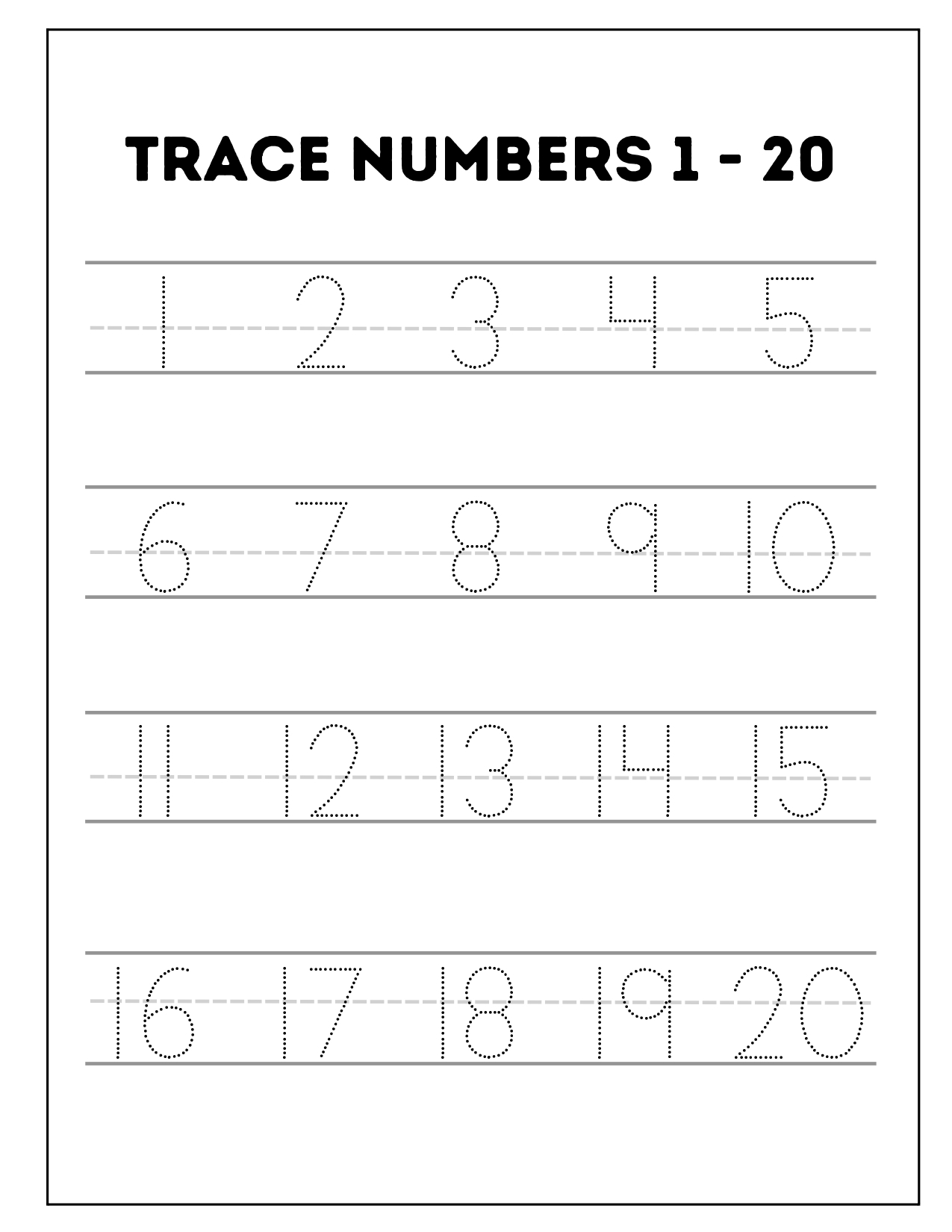 Trace The Numbers 1 20 Worksheet Worksheets Library