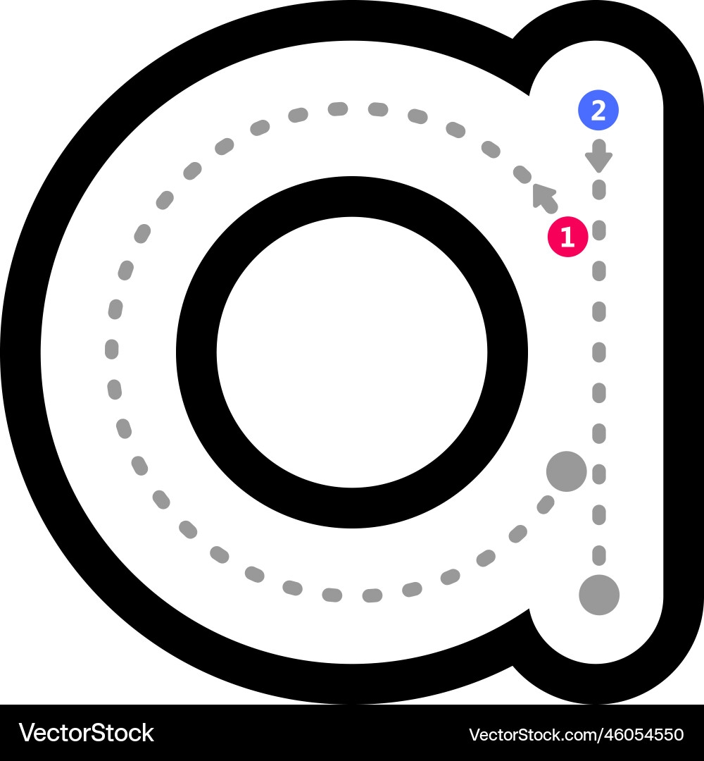 Tracing Alphabet Letter A Lowercase Prewriting Vector Image