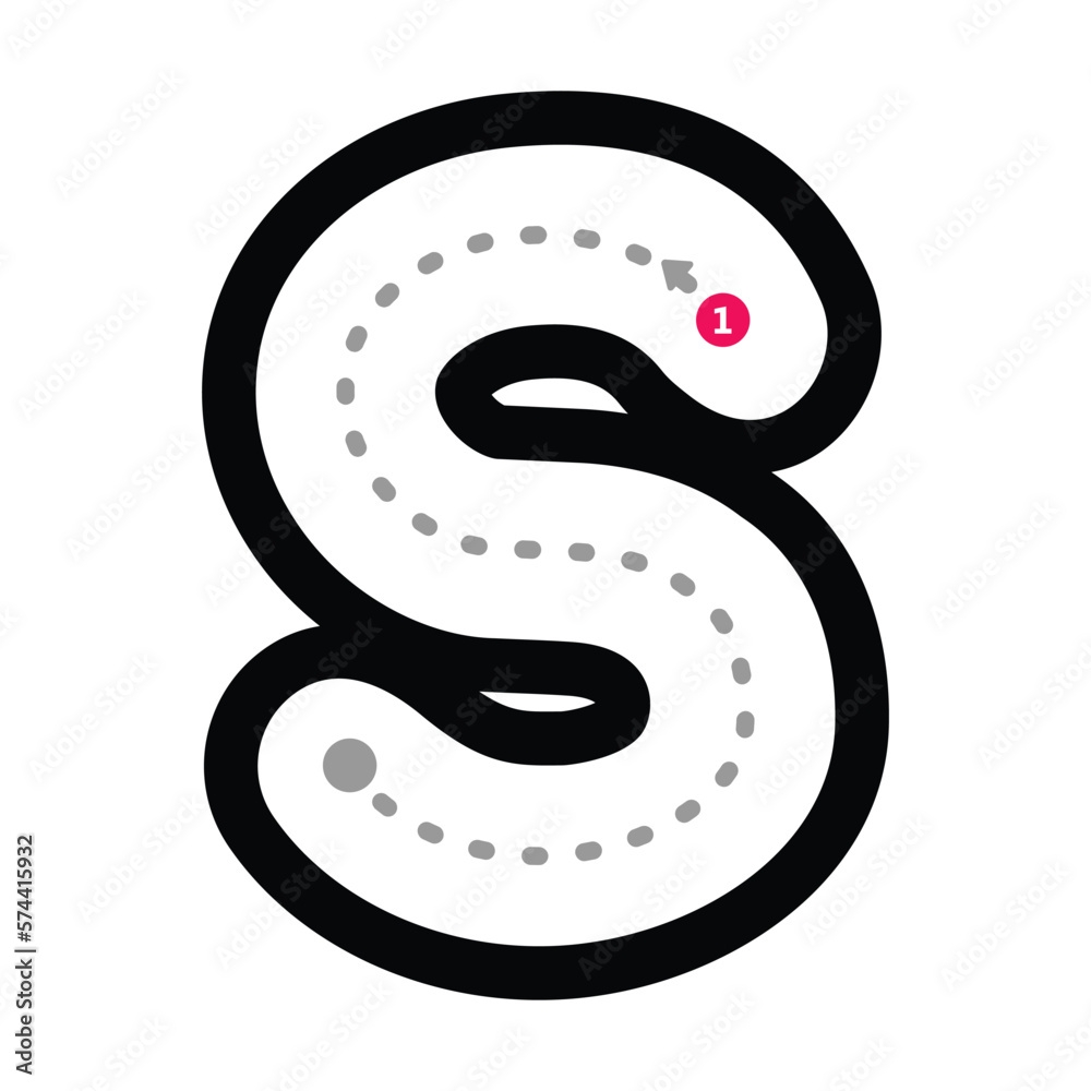 Tracing Alphabet Letter S Lowercase Prewriting Dotted Line Element 