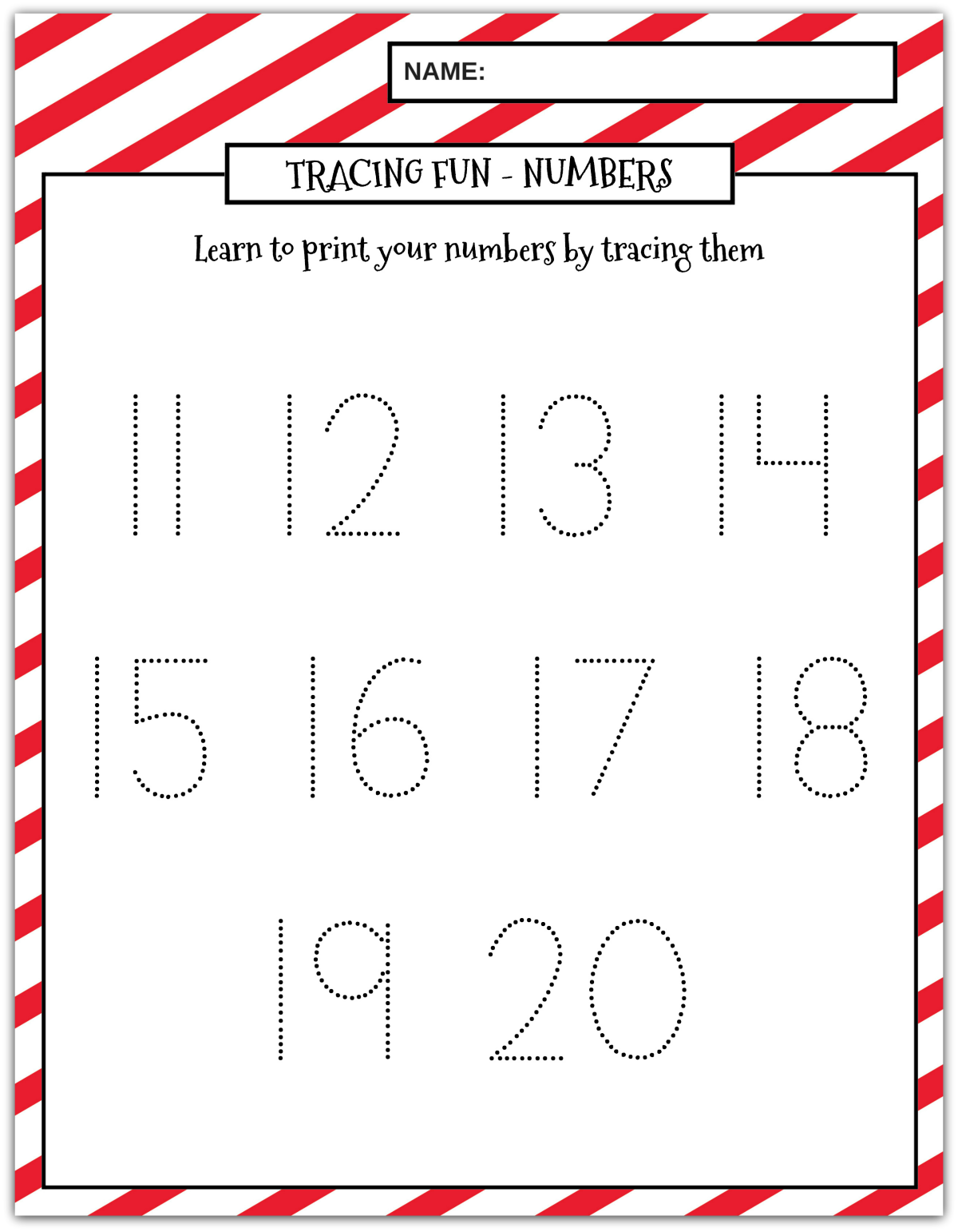 Tracing Fun Numbers 11 20 Extreme Couponing Mom