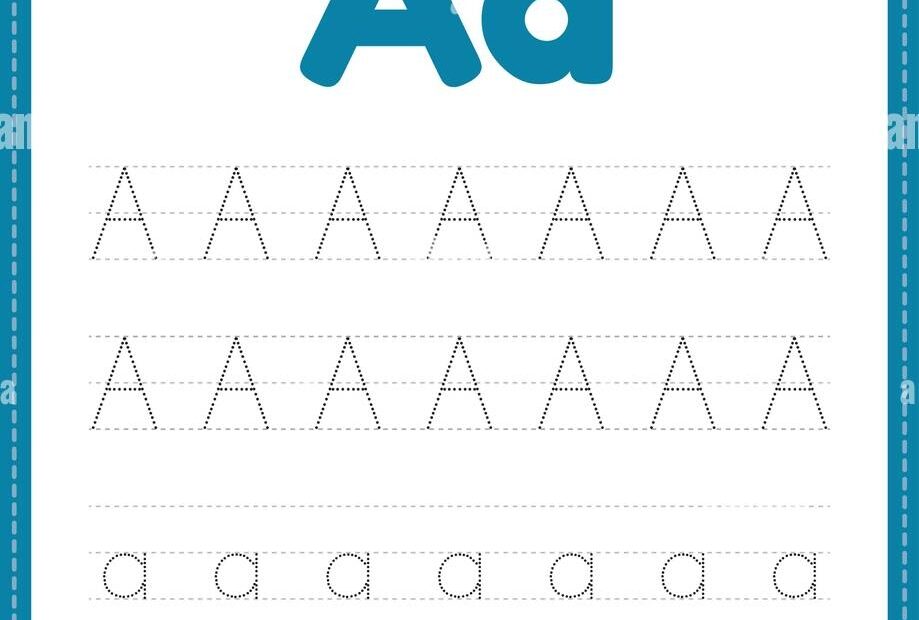 Tracing Letter A Alphabet Worksheet For Kindergarten And Preschool Kids For Handwriting Practice And Educational Activities In A Printable Page Illust Stock Vector Image U0026 Art Alamy