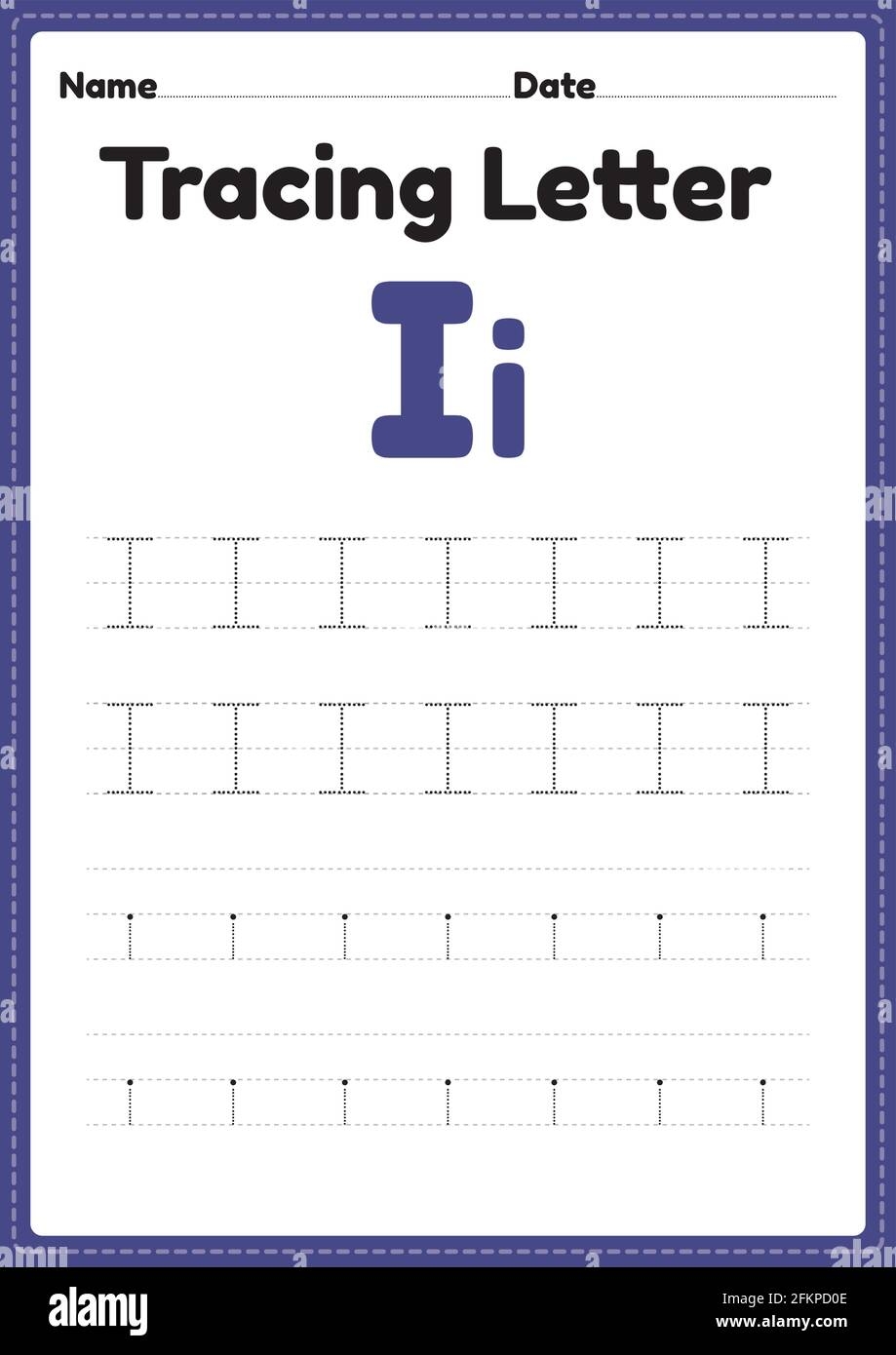 Tracing Letter I Alphabet Worksheet For Kindergarten And Preschool 