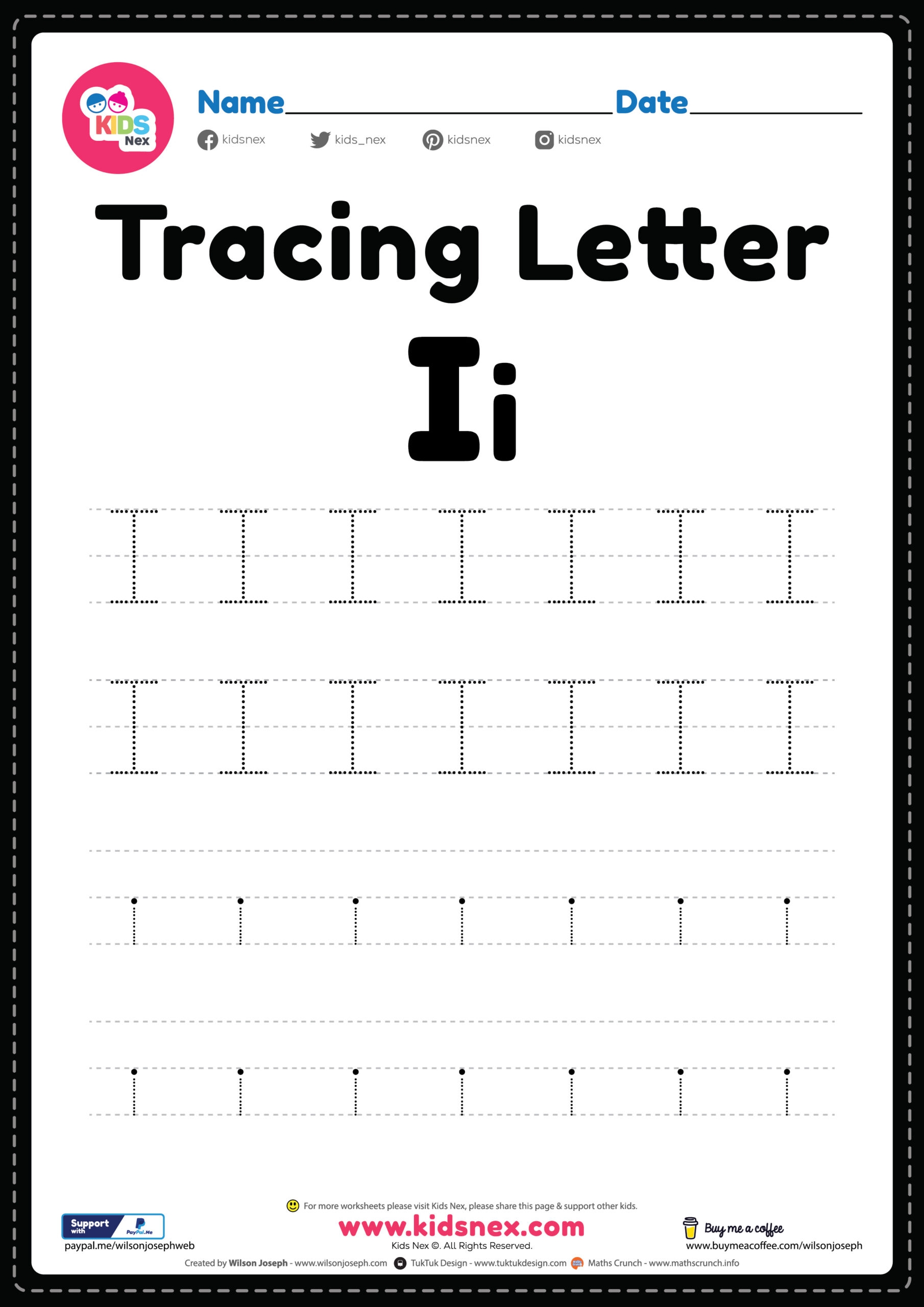 free printable tracing letter i