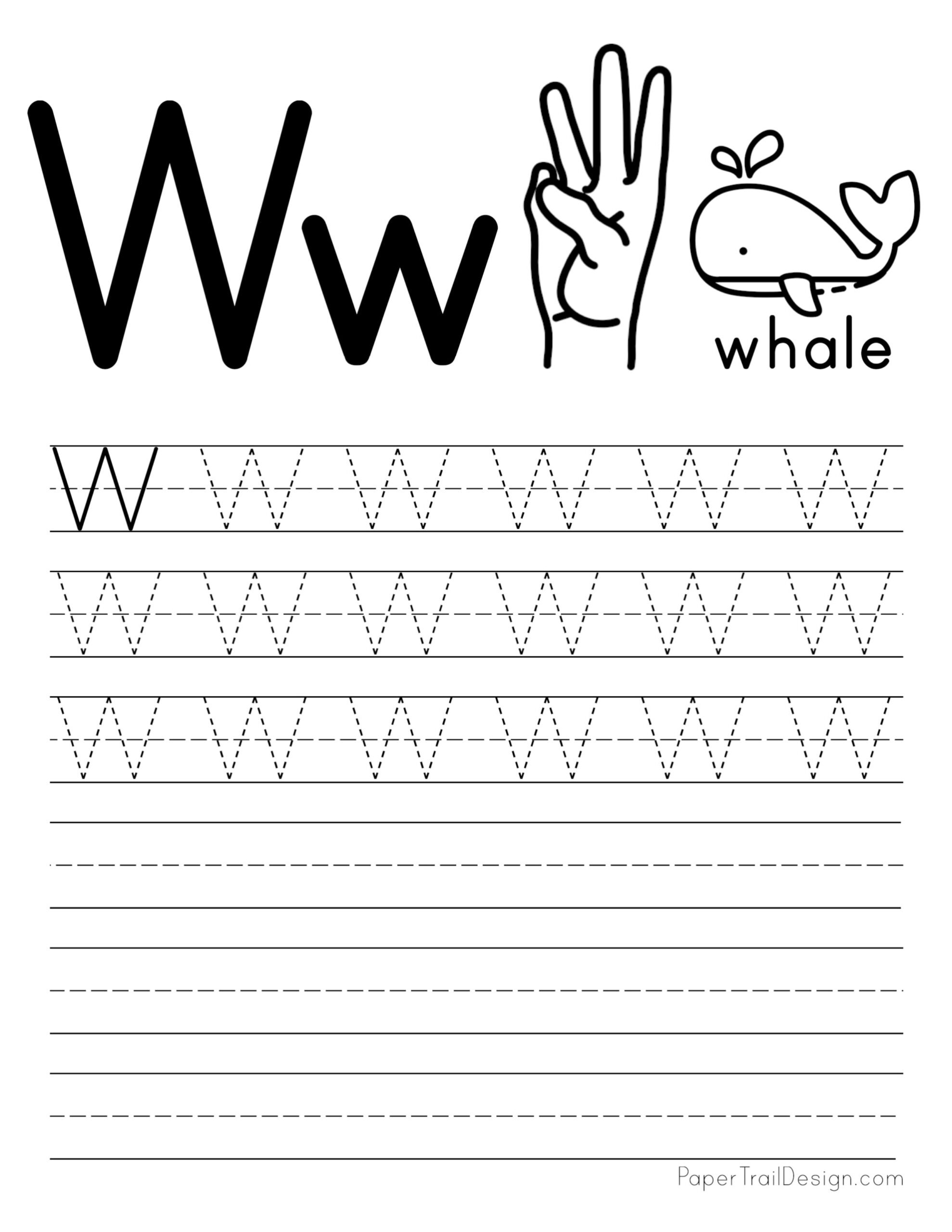 Tracing Letter W Worksheet For Kids Royalty Free Vector Worksheets Library