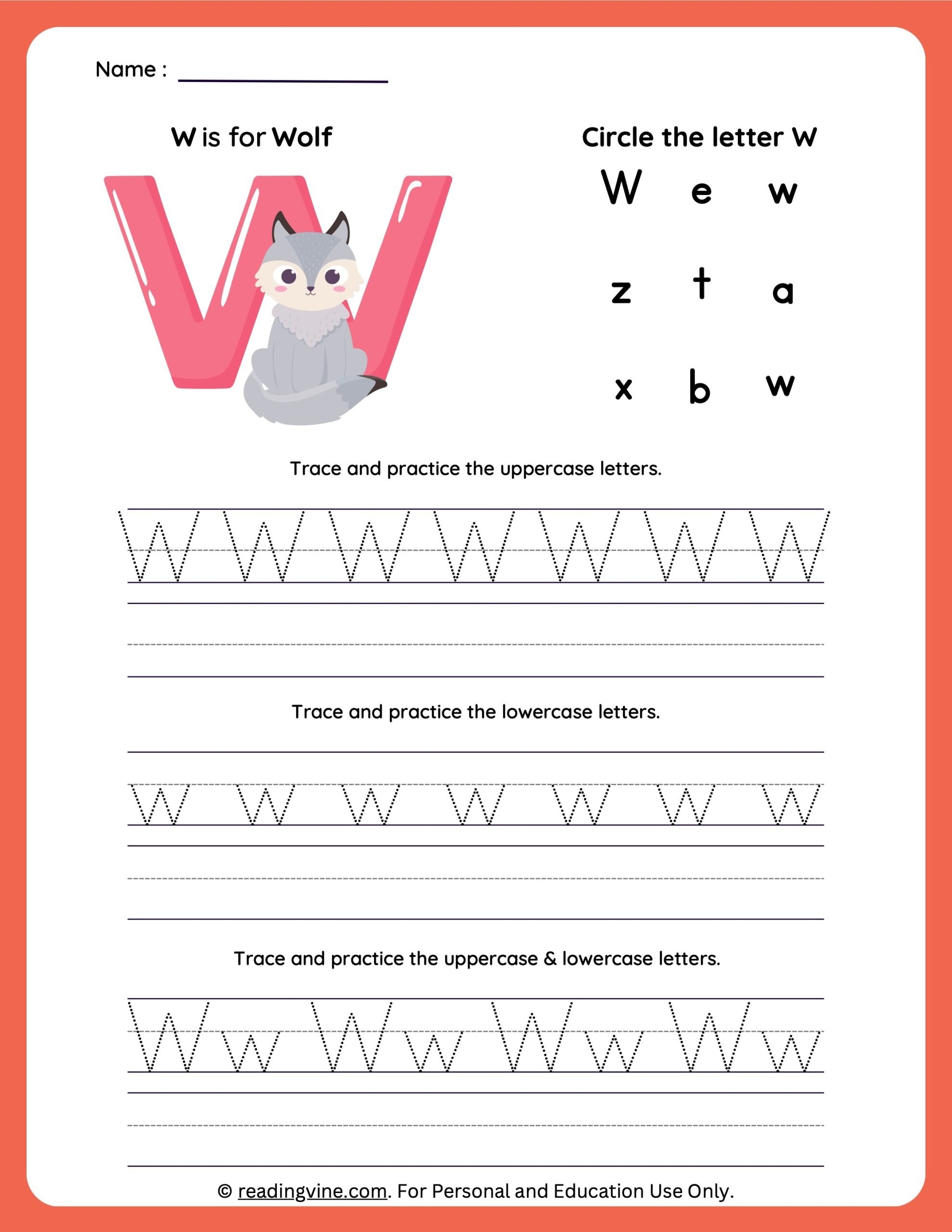 letter w tracing printable