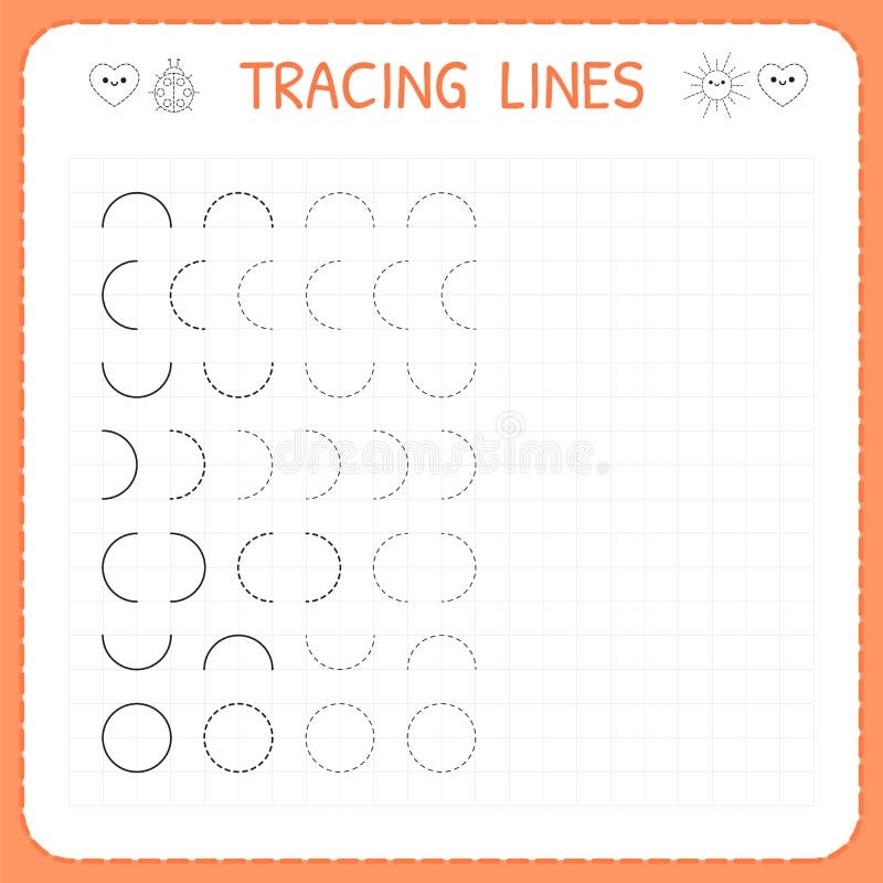 Tracing Lines Worksheet For Kids Basic Writing Working Pages For Children Preschool Or Kindergarten Worksheets Stock Vector Illustration Of Practise Colorful 113829410