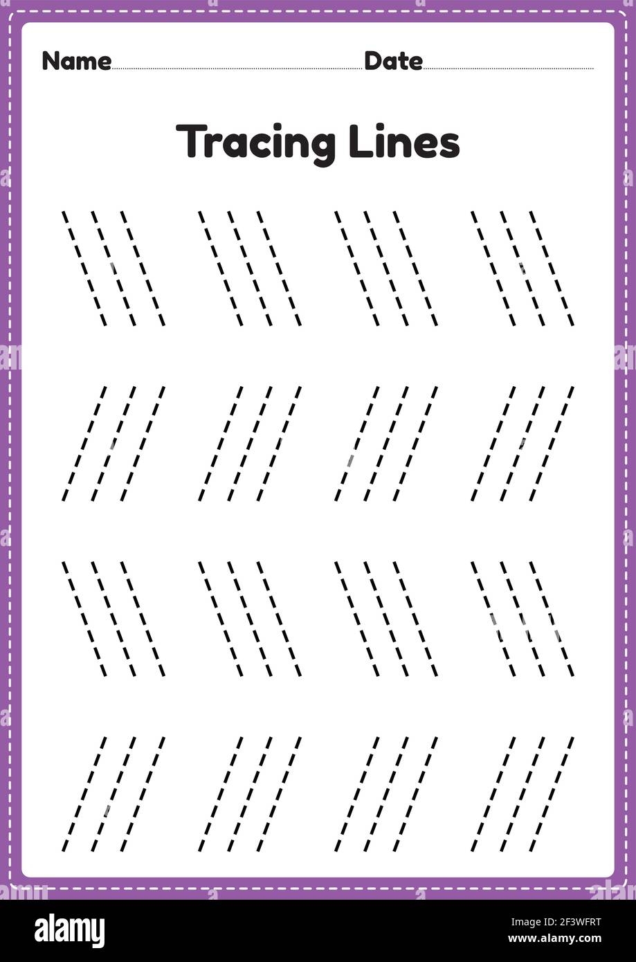 Tracing Lines Worksheet For Kindergarten And Preschool Kids For Educational Activities In A Printable Illustration Stock Vector Image U0026 Art Alamy