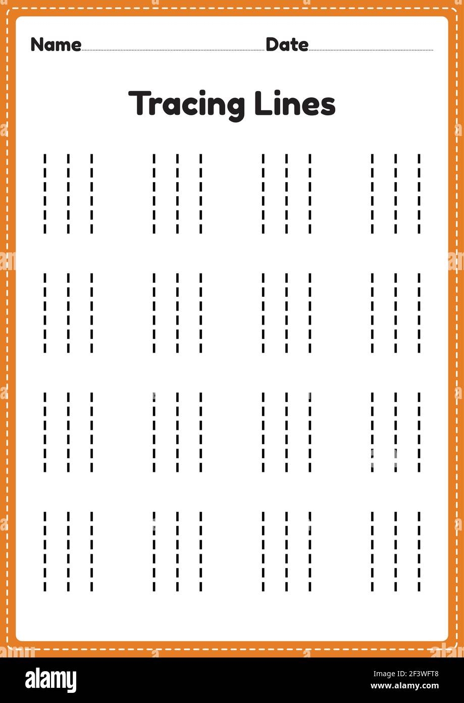 Tracing Lines Worksheet For Kindergarten And Preschool Kids For Educational Activities In A Printable Illustration Stock Vector Image U0026 Art Alamy