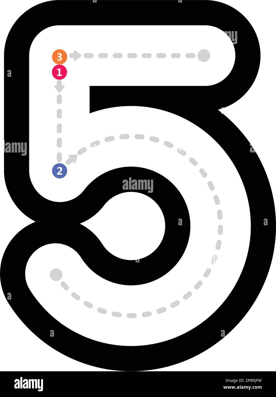 Tracing Number 5 Prewriting Dotted Line Math Worksheet Element For Kindergarten And Preschool Kids For Handwriting Practice Activity Stock Vector Image U0026 Art Alamy