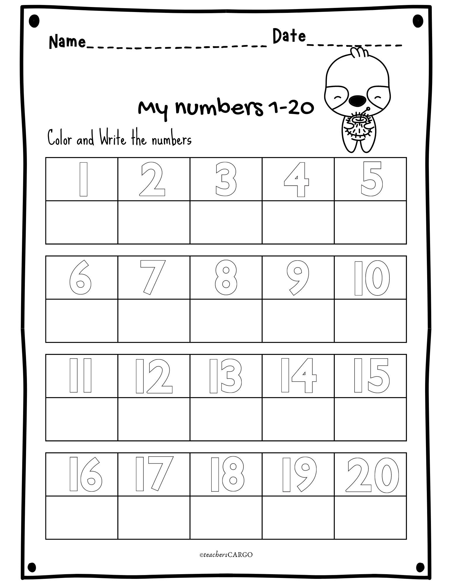 Tracing Numbers 1 20 Writing Numbers 1 20 Worksheets Fill In The Missing N Made By Teachers