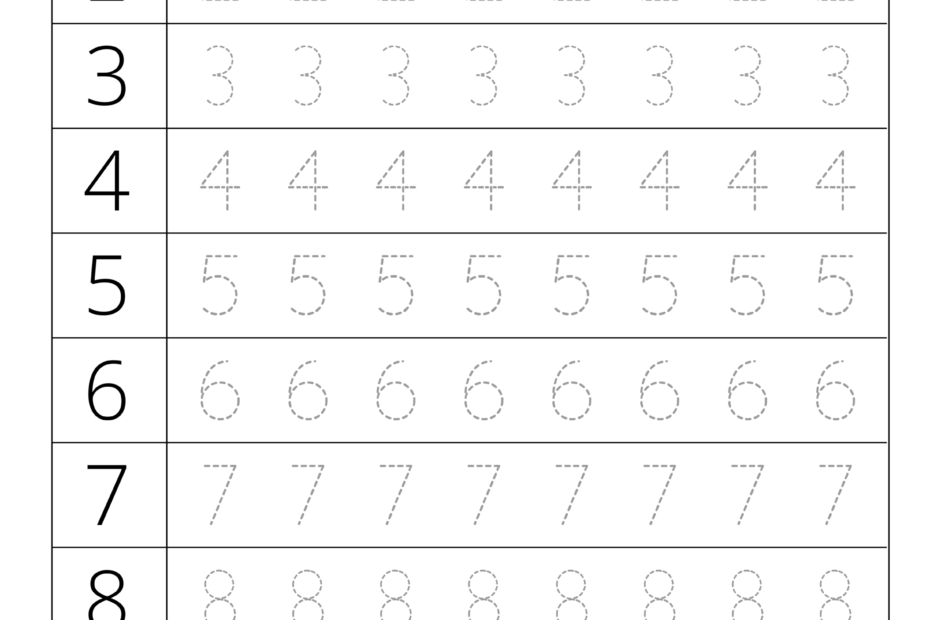 Tracing Numbers Free Printable Practice PDF Worksheets Free