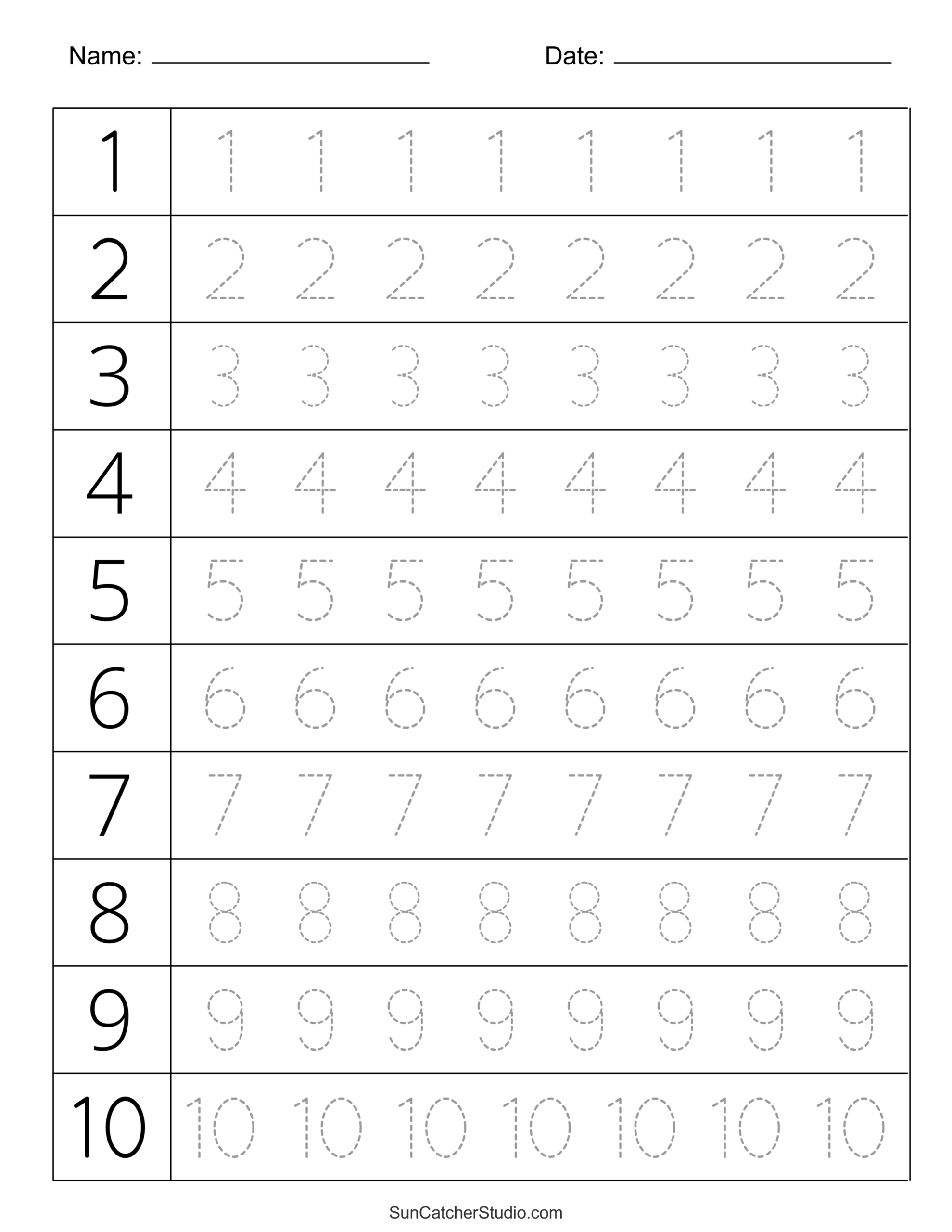 free printable handwriting worksheets numbers