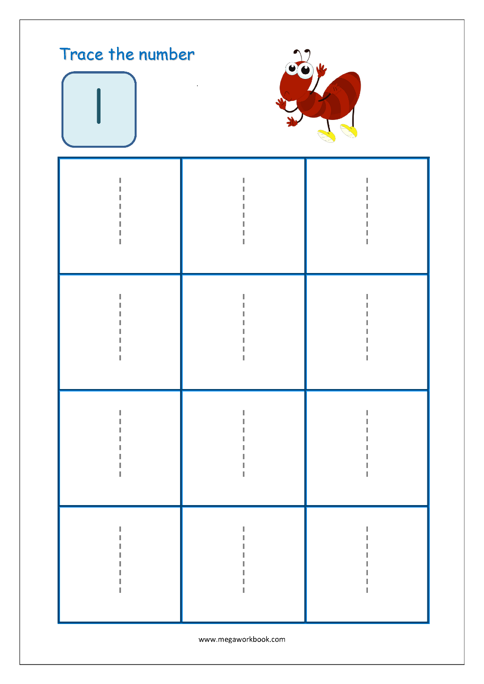 number 1 tracing worksheet free