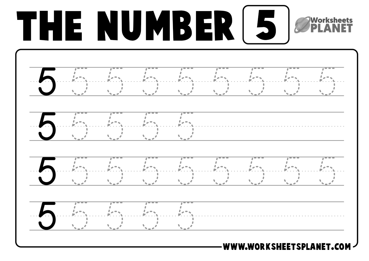 Tracing Numer 5 Worksheets Library