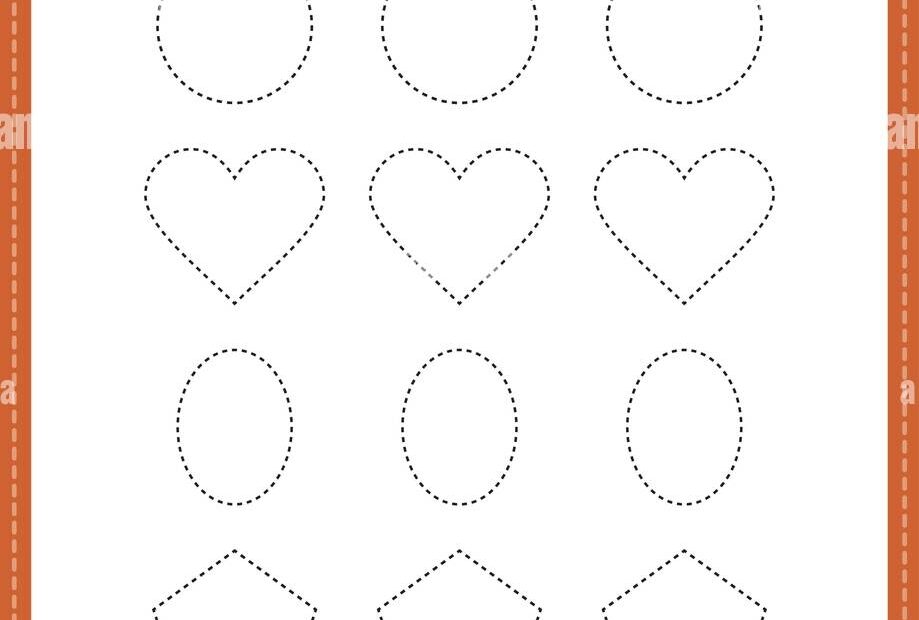 Tracing Shapes Worksheet For Kindergarten And Preschool Kids For Handwriting Practice And Educational Activities In A Printable Page Illustration Stock Vector Image U0026 Art Alamy