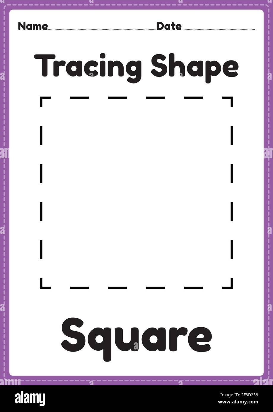 Tracing Square Shapes Worksheet For Kindergarten And Preschool Kids For Educational Activities In A Printable Illustration Stock Vector Image U0026 Art Alamy