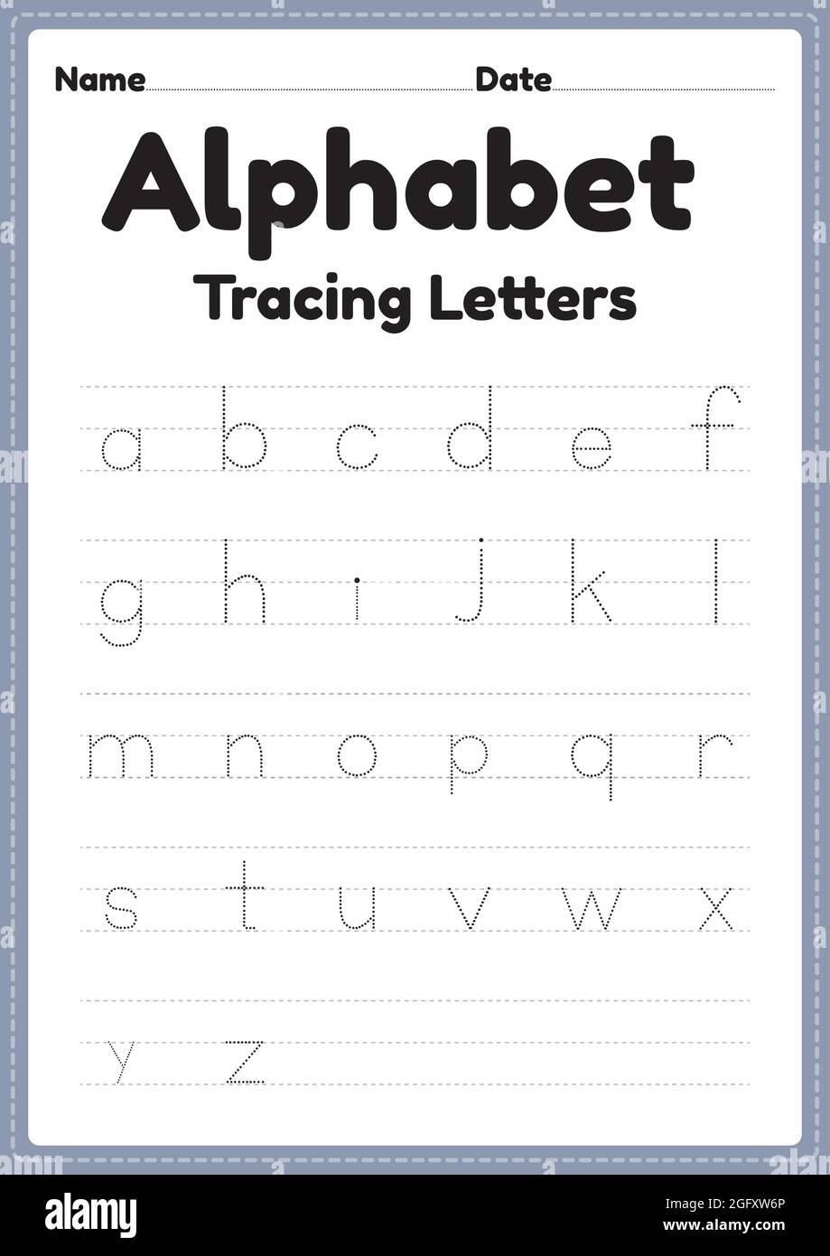 Tracing Worksheet Of Alphabet Letters For Kindergarten And Preschool Kids For Handwriting Practice And Educational Activities In A Printable Page Stock Vector Image U0026 Art Alamy