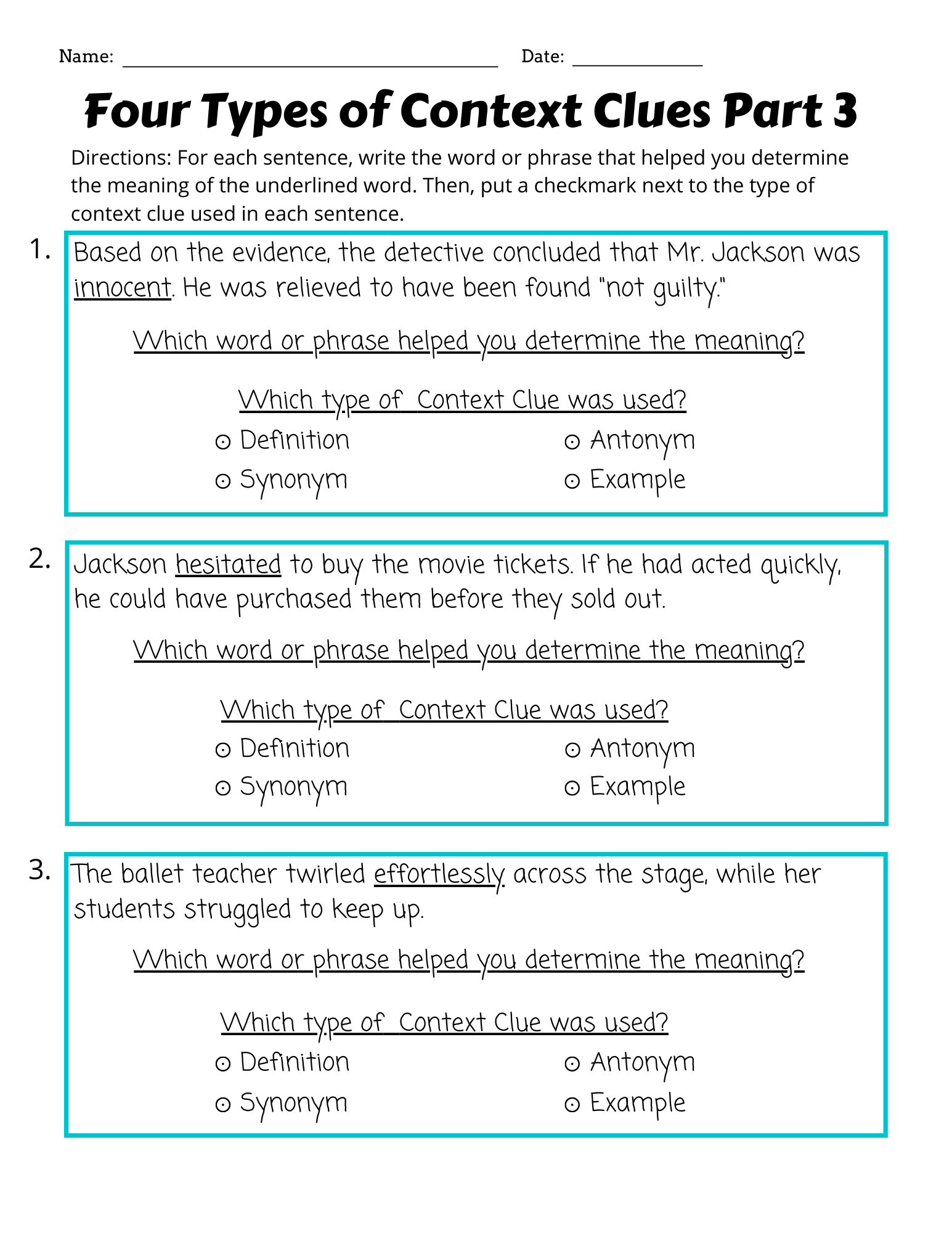 Types Of Context Clues To Define Vocabulary Part 3