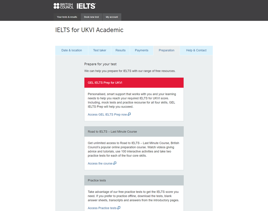 ielts login