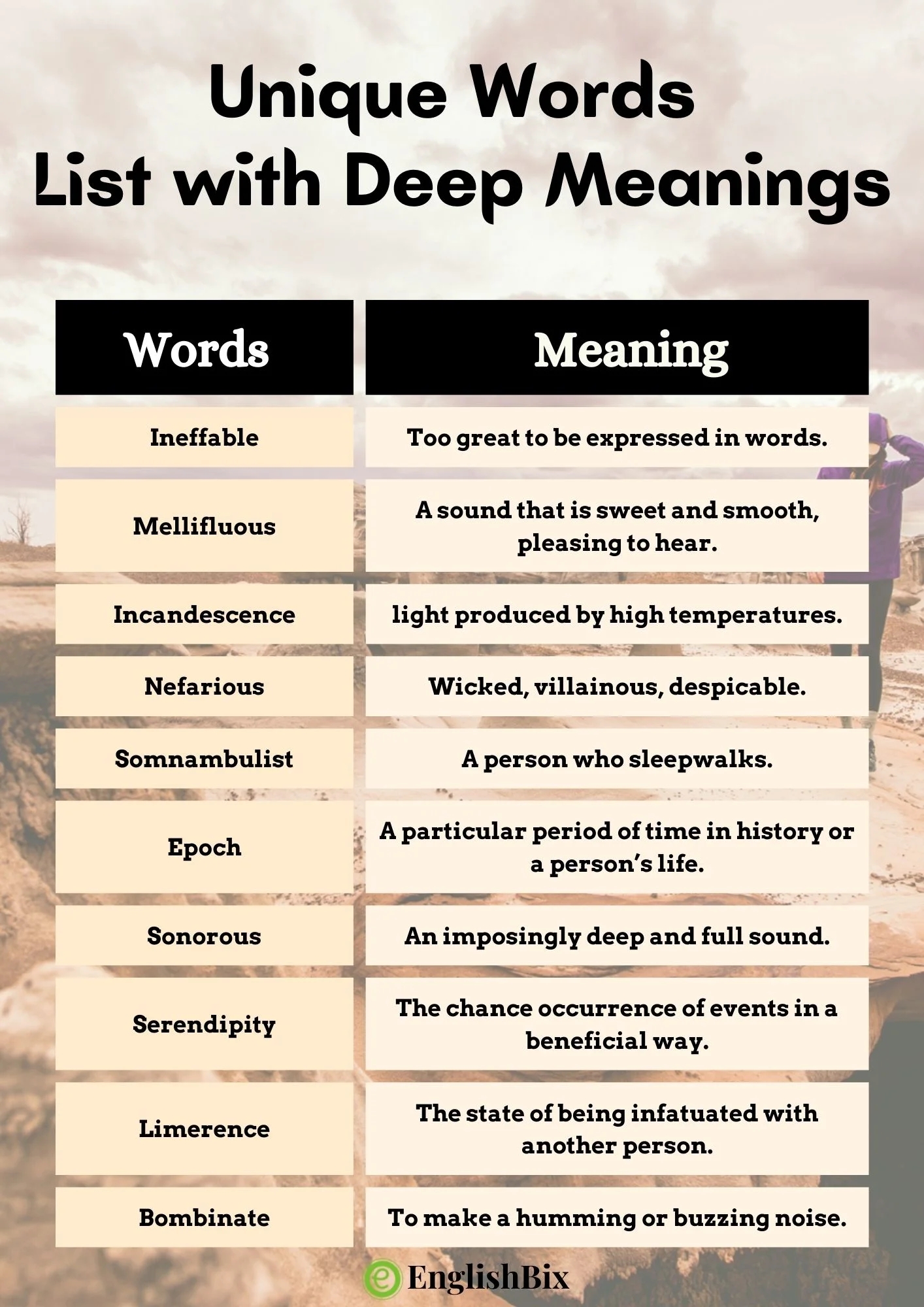 Unique English Words With Deep Meanings EnglishBix