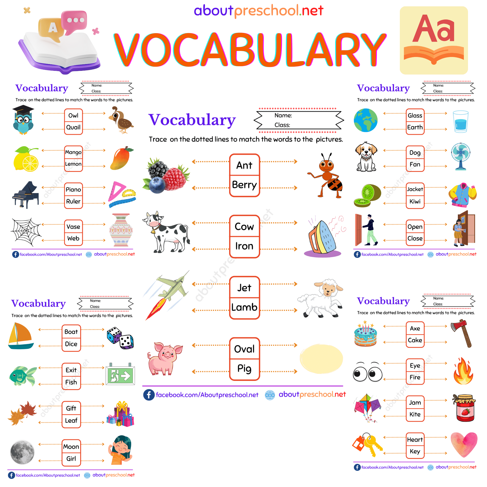 kindergarten vocabulary words with pictures