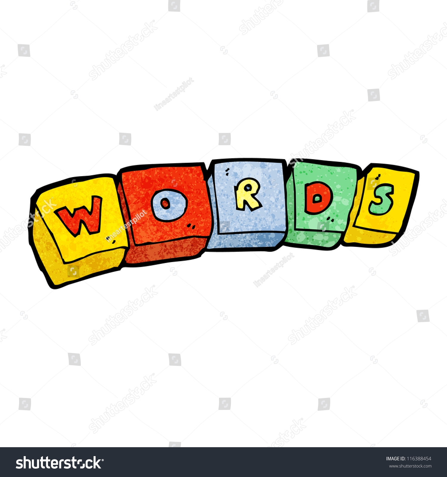 Vektor Stok Words Cartoon Letter Block Tanpa Royalti 116388454 Shutterstock