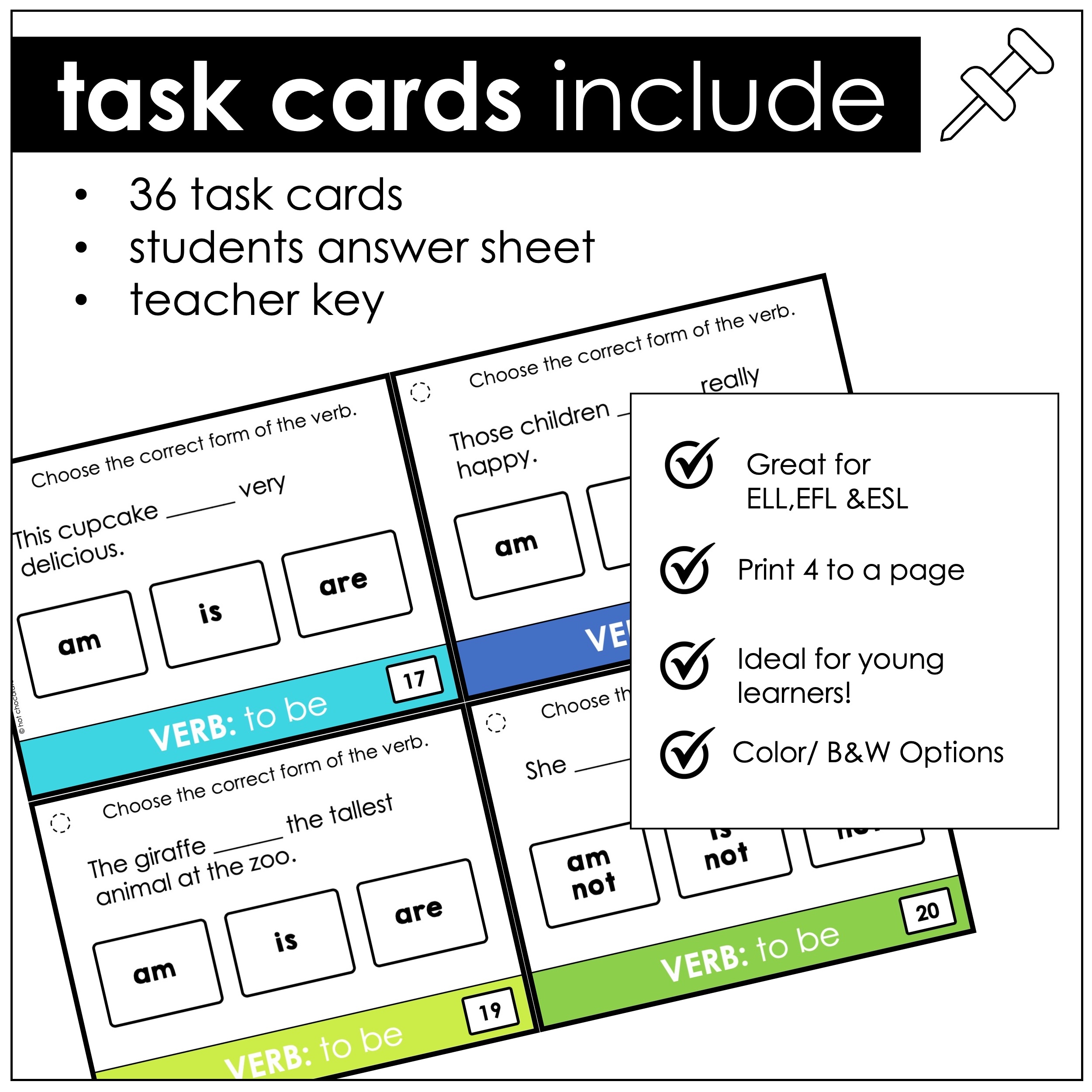 VERB TO BE Present Simple Subject Verb Agreement Task Cards AM IS ARE Made By Teachers