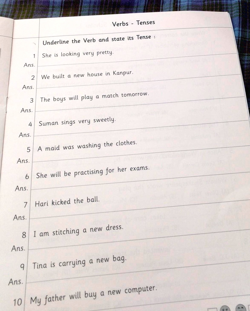 Verbs Tensesunderline The Verb And State Its Tense 74028