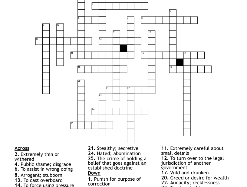 Vocab Crossword Puzzle WordMint
