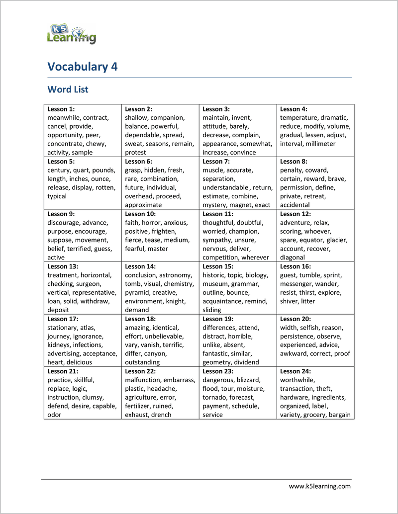 Vocabulary 4